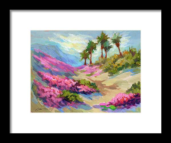 Desert Framed Print featuring the painting Spring Verbenum Flowers by Diane McClary