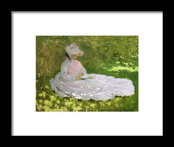 Claude Monet Framed Print featuring the painting Springtime - Digital Remastered Edition by Claude Monet