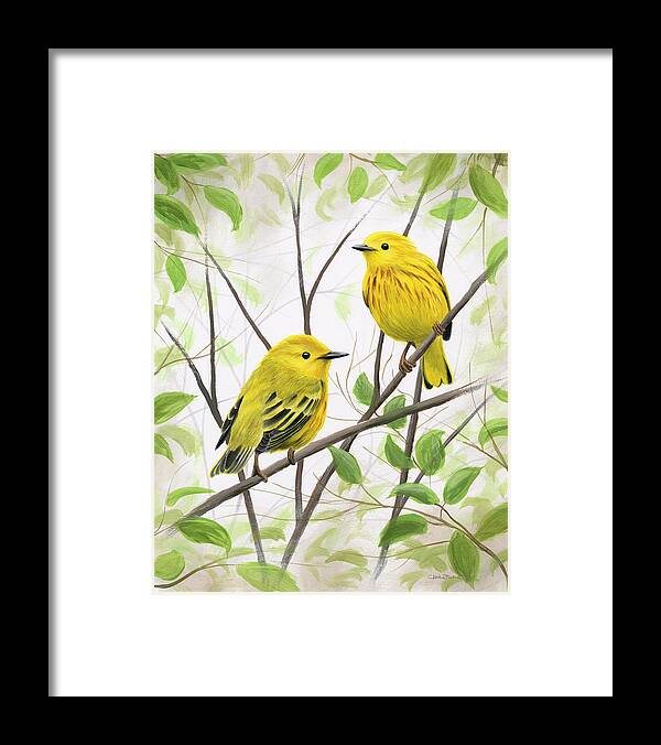 Springtime Warblers Framed Print featuring the painting Springtime Warblers by Chuck Black