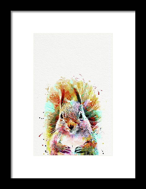 Squirrel Framed Print featuring the mixed media Squirrel Painting by Nikolay Radkov