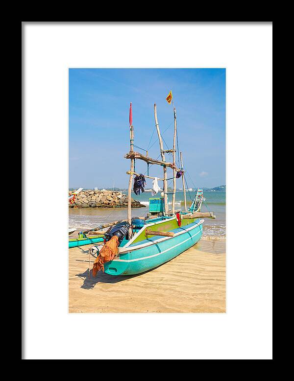 Sea Framed Print featuring the photograph Sri Lanka - Galle, Fishing Boat by Jan Wlodarczyk