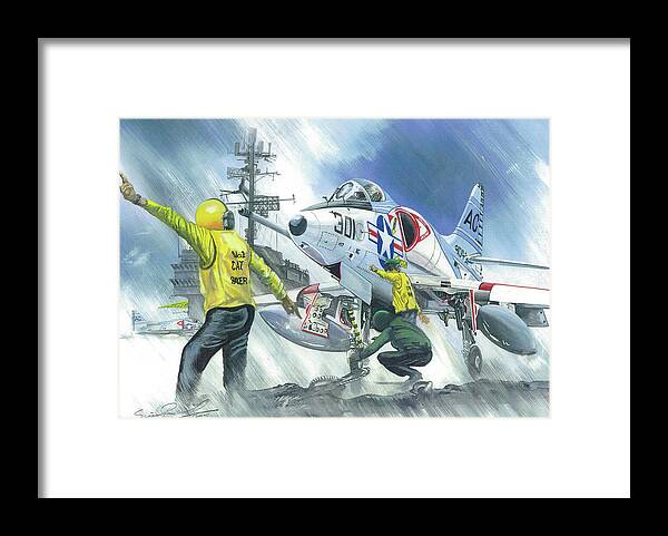 Skyhawk Framed Print featuring the painting Ssdd by Simon Read