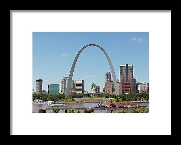 Built Structure Framed Print featuring the photograph St. Louis Skyline With The Gateway Arch by Kubrak78