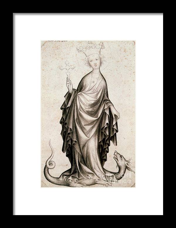 Crown Framed Print featuring the drawing St Margaret, 15th Century by Print Collector