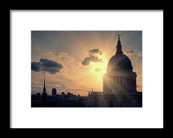 Built Structure Framed Print featuring the photograph St Pauls At Sunset by Martin Turner