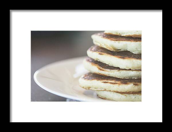 Close-up Framed Print featuring the photograph Stack Of Pancakes On A Plate by Stephanie Mull Photography