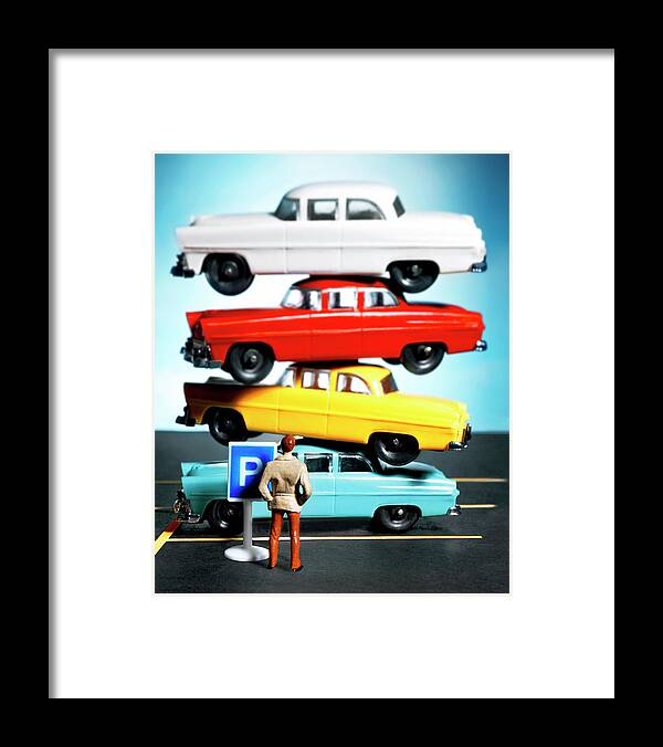 Accident Framed Print featuring the drawing Stacked Cars in Parking Lot by CSA Images