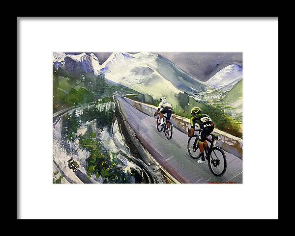 Letour Framed Print featuring the painting Stage 19 Race Abandoned Snow Below by Shirley Peters