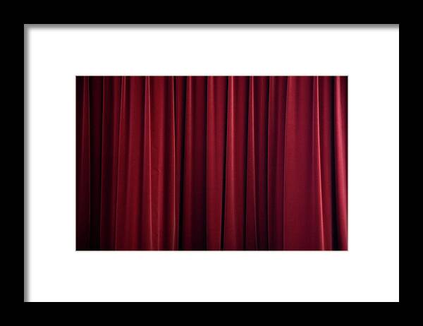 Textured Framed Print featuring the photograph Stage Curtain Red Velvet by Mlenny