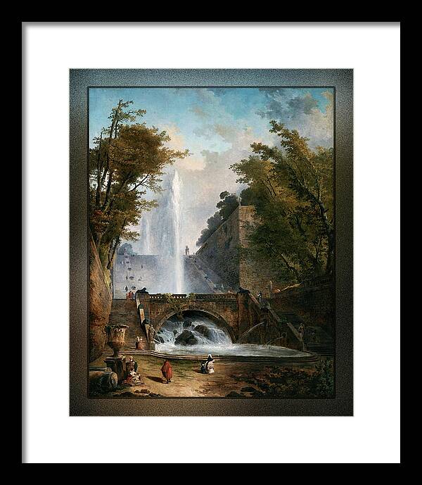 Stair And Fountain Framed Print featuring the painting Stair and Fountain in the Park of a Roman Villa by Rolando Burbon