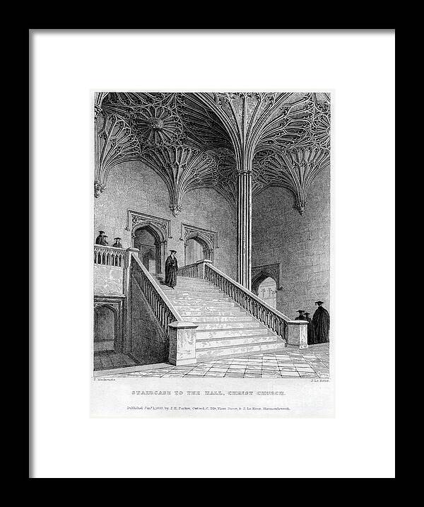 Engraving Framed Print featuring the drawing Staircase To The Hall, Christ Church by Print Collector