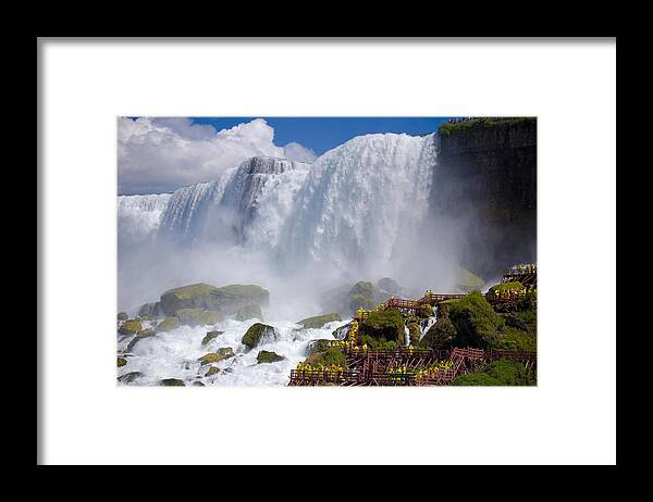 Scenics Framed Print featuring the photograph Stairs And Yellow Raincoats Near by Kiril Strax