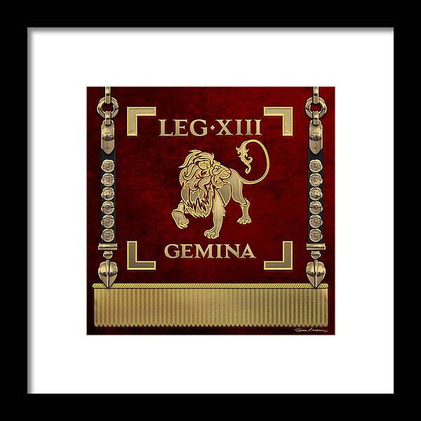 ‘rome’ Collection By Serge Averbukh Framed Print featuring the digital art Standard of the 13th Legion Geminia - Vexillum of 13th Twin Legion by Serge Averbukh