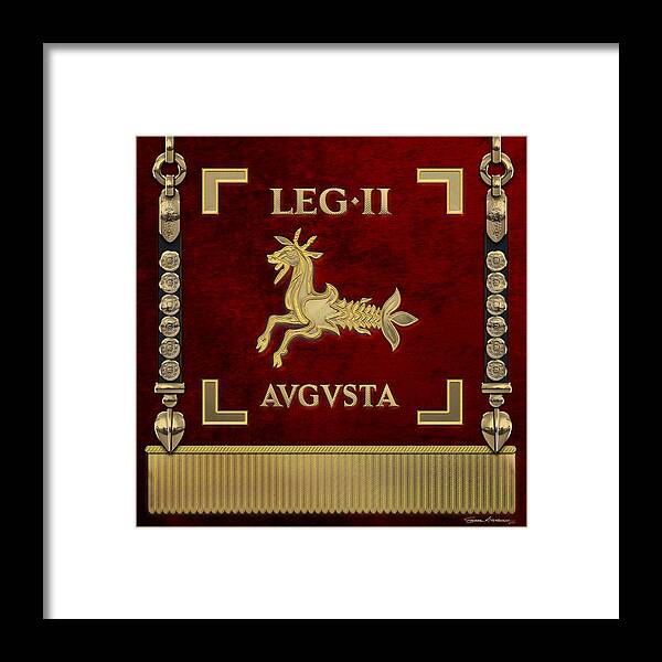 ‘rome’ Collection By Serge Averbukh Framed Print featuring the digital art Standard of the Augustus' Second Legion - Vexillum of Legio II Augusta by Serge Averbukh