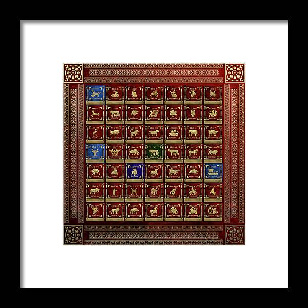 ‘rome’ Collection By Serge Averbukh Framed Print featuring the digital art Standards of Roman Imperial Legions - Legionum Romani Imperii Insignia by Serge Averbukh