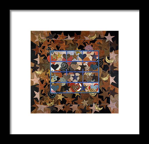 Backgrounds Framed Print featuring the mixed media Star Heart Series #2 By Whitehouse-holm by Marilee Whitehouse-holm
