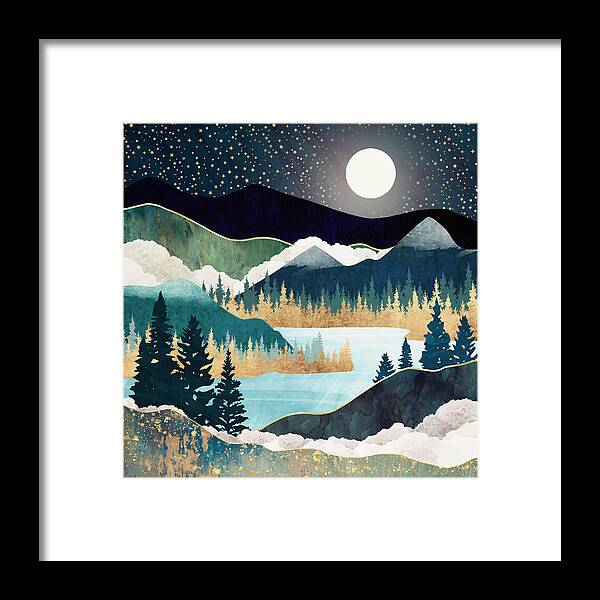 Stars Framed Print featuring the digital art Star Lake by Spacefrog Designs