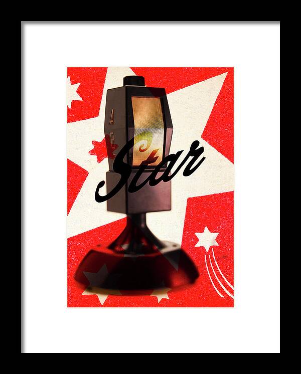 Broadcast Framed Print featuring the drawing Star Microphone by CSA Images