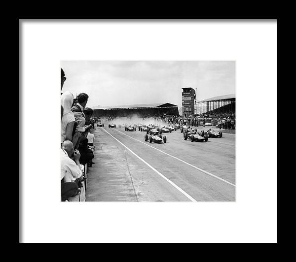 Horizontal Framed Print featuring the photograph Start Of The Silverstone Grand Prix In by Keystone-france