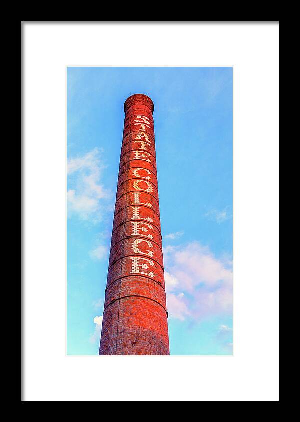 Ncsu Framed Print featuring the photograph State College Smokestack - NCSU by Stephen Stookey