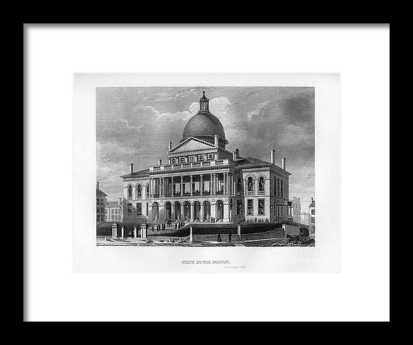 Engraving Framed Print featuring the drawing State House, Boston, Massachusetts by Print Collector