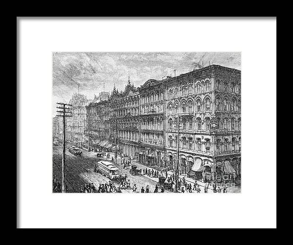 Scenics Framed Print featuring the photograph State Street 1880 Chicago Illustration by Bettmann
