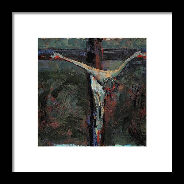 Jen Norton Framed Print featuring the painting Station 12 Jesus Dies on the Cross by Jen Norton