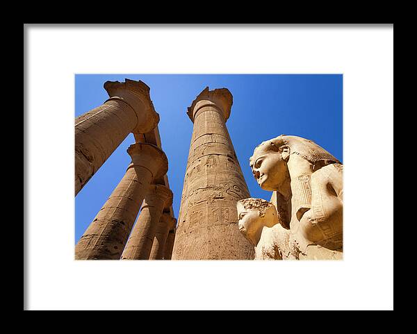 Statue Framed Print featuring the photograph Statues Of Egyptian Pharaohs, Karnak by Nico Tondini