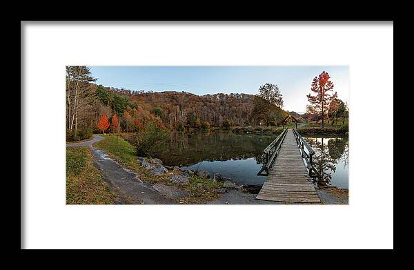 Steele Creek Park Framed Print featuring the photograph Steele Creek Bridge Fall Sunset by Greg Booher