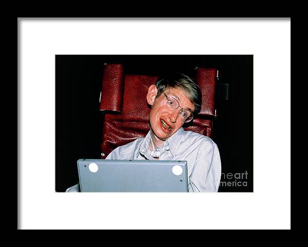 A Brief History Of Time Framed Print featuring the photograph Stephen Hawking by Debby Besford/science Photo Library