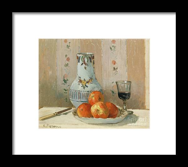 Oil Painting Framed Print featuring the drawing Still Life With Apples And Pitcher by Heritage Images
