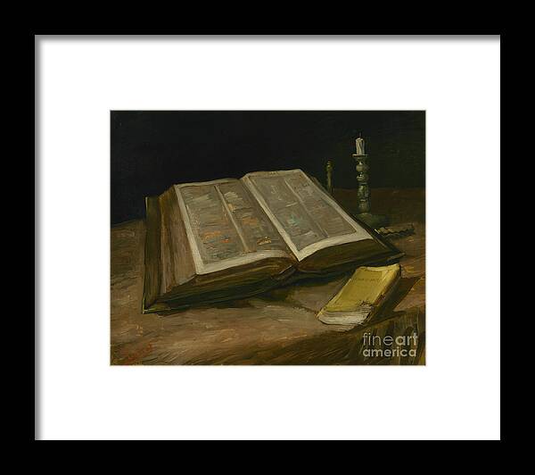 Oil Painting Framed Print featuring the drawing Still Life With Open Bible, 1885 by Heritage Images