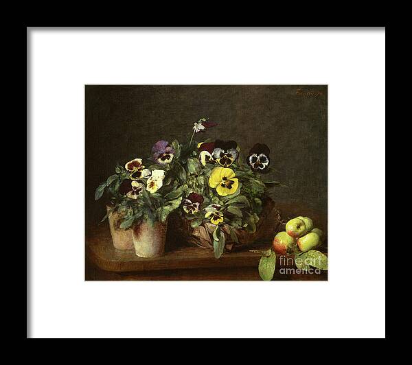 Oil Painting Framed Print featuring the drawing Still Life With Pansies by Heritage Images