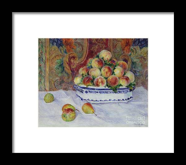 Oil Painting Framed Print featuring the drawing Still Life With Peaches by Heritage Images