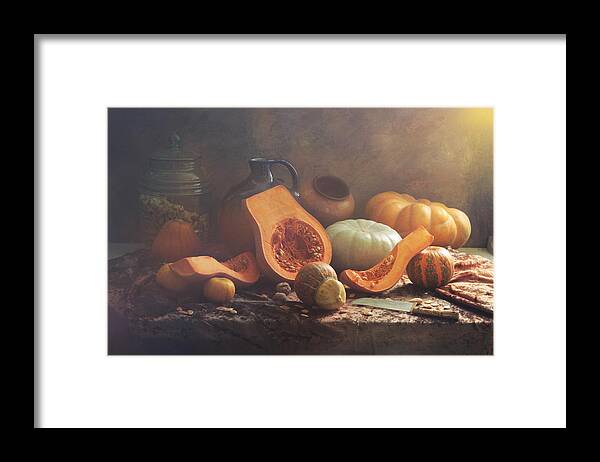 Light Framed Print featuring the photograph Still Life With Pumpkin Of Cut by Ustinagreen