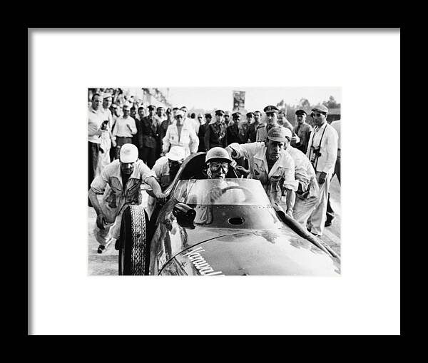Crash Helmet Framed Print featuring the photograph Stirling Moss In A Vanwall, Italian by Heritage Images