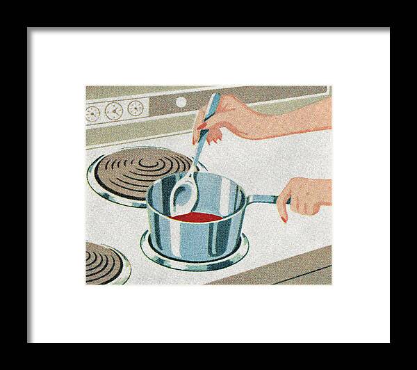 Appliance Framed Print featuring the drawing Stirring liquid on the stove by CSA Images