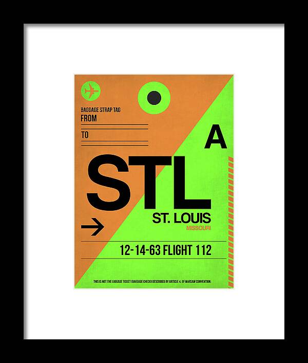Vacation Framed Print featuring the digital art STL St. Louis Luggage Tag I by Naxart Studio