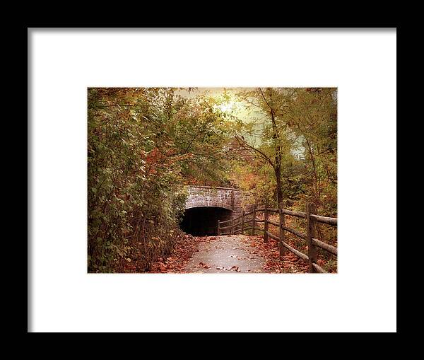 Autumn Framed Print featuring the photograph Stone Bridge Crossing by Jessica Jenney