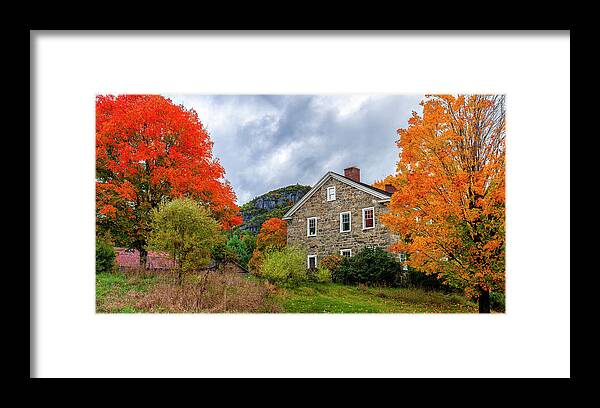 Stone House In Autumn Framed Print featuring the photograph Stone House In Autumn by Mark Papke