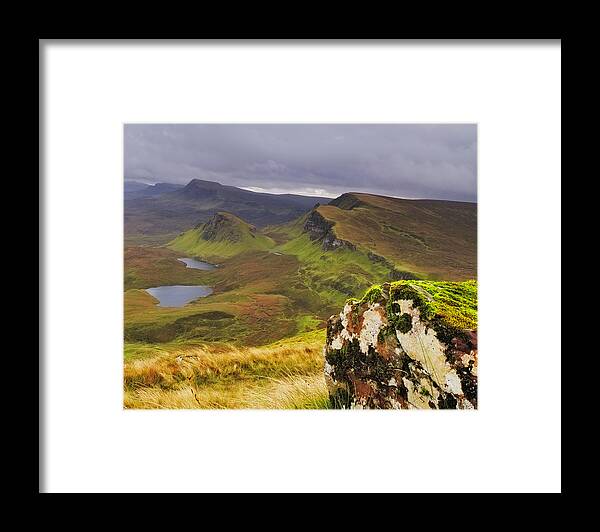 Tranquility Framed Print featuring the photograph Storm Clouds Above The Quiraing, Isle by Dave Moorhouse