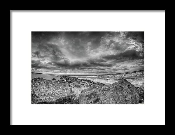 Seascape Framed Print featuring the photograph Stormy Day at the Beach 2 by Alan Goldberg