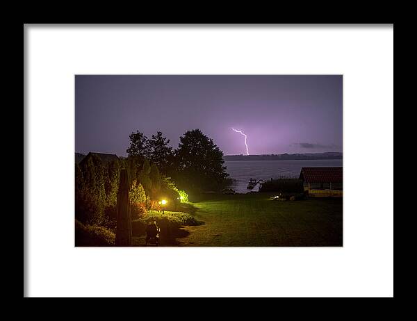 Storm Framed Print featuring the photograph Stormy night over Lake Tajty by Dubi Roman
