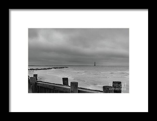 Morris Island Lighthouse Framed Print featuring the photograph Stormy Seas - Morris Island Light in Charleston South Carolina by Dale Powell