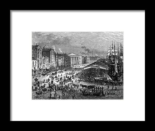 Engraving Framed Print featuring the drawing Strand Street, Liverpool, C1880.artist by Print Collector