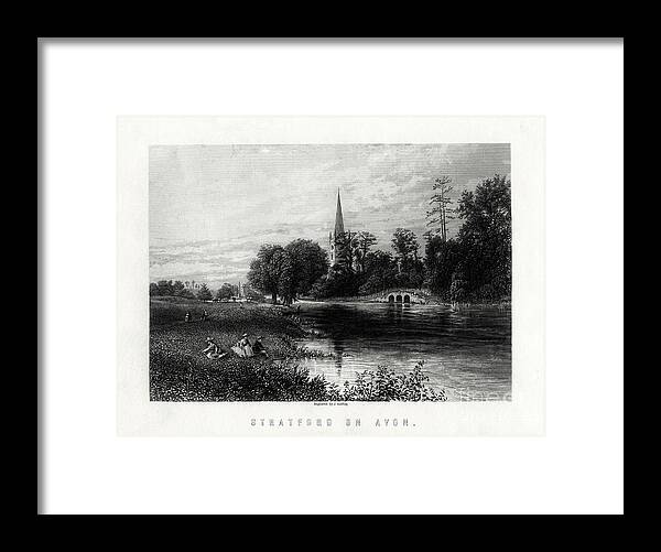 Engraving Framed Print featuring the drawing Stratford On Avon, England, 1883 by Print Collector