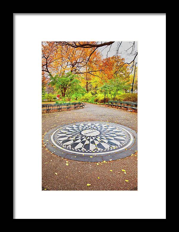 Estock Framed Print featuring the digital art Strawberry Field, Central Park Nyc by Claudia Uripos