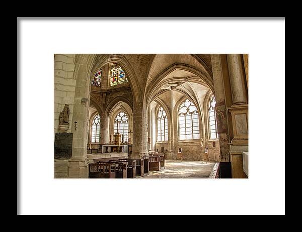Church Of Saint Nizier Framed Print featuring the photograph Streaming Light by Marcy Wielfaert