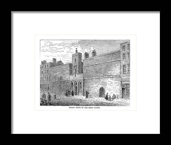 Engraving Framed Print featuring the drawing Street Front Of The Fleet Prison, 1878 by Print Collector