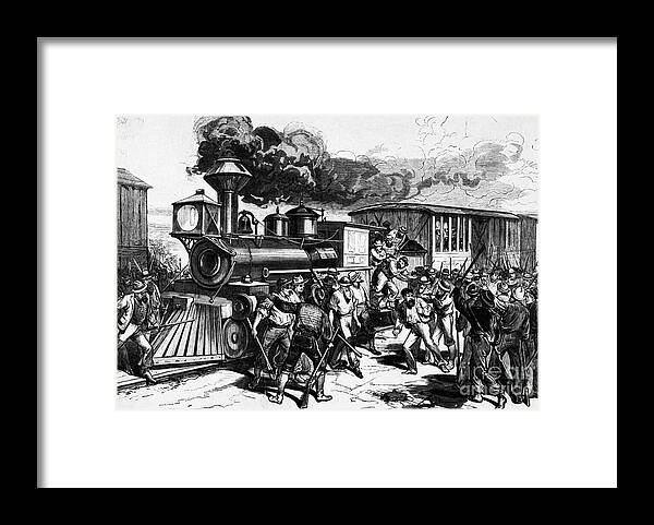Employment And Labor Framed Print featuring the photograph Strikers Threaten Railroad Workers by Bettmann